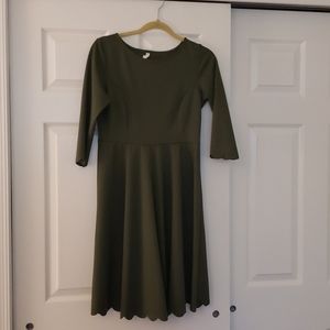 Olive Scalloped Hem Maternity Dress